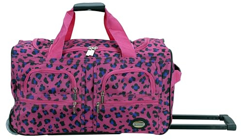 Rockland Seesack zum Rollen, Magenta Leopard, 22-Inch, Reisetasche mit Rollen