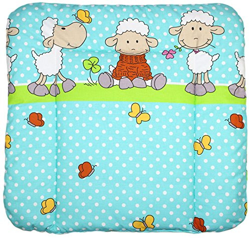 Baby Auflage Wickelauflage - Schaf TÜRKIS/GRÜN - 70x50 cm 70x70 cm 70x85 cm Wickeltischauflage 70x50 cm