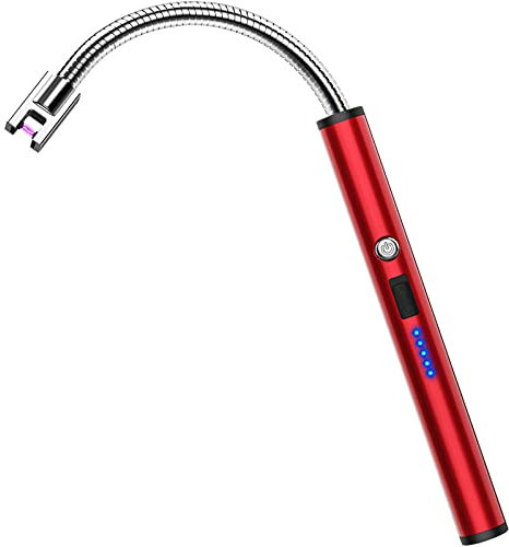 RONXS Stabfeuerzeug, Lichtbogen Feuerzeug Elektrisch mit Längerer Hals, Sicherheitsschloss - Kerzen Gadgets, Typ C Aufladbar Plasma Kerzenanzünder für Küche Herd Camping, Feuerwerk Kamin(Rot)