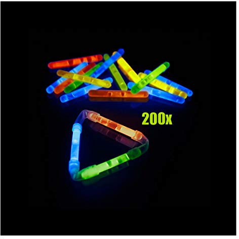KNIXS 200 Stück Micro Mini Knicklichter Vorteilspack - im 4-Farb-Mix Leuchtend - 40 mm x 4,5 mm für Party/Angelsport (Bissanzeiger) / Luftballons oder als Dekoration