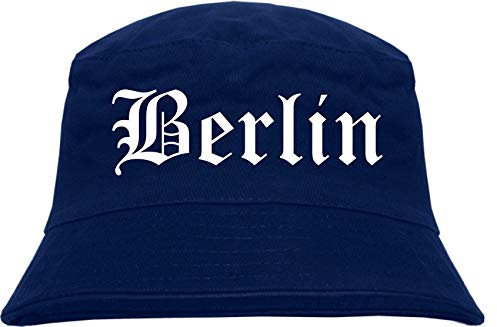 sostex Berlin Fischerhut - Dunkelblau - Altdeutsch - Bedruckt - Bucket Hat Anglerhut Hut L/XL Dunkelblau