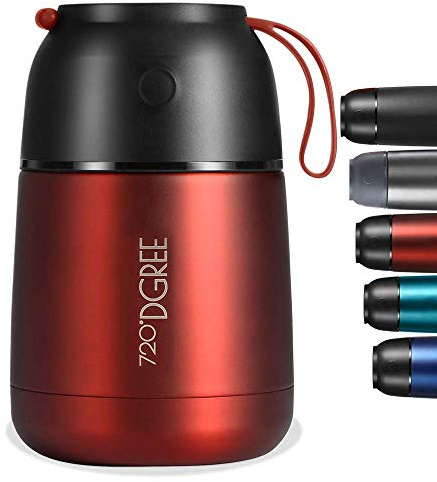 720°DGREE Thermobehälter Essen 530ml “wunderJar” Auslaufsicher, BPA-Frei - Edelstahl Isolierbehälter, Thermo Lunchbox - Unterwegs Warme, Kalte Speisen, Suppe - Müsli to Go - Rot