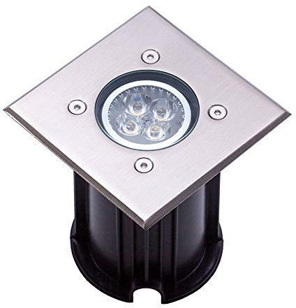 LED Bodeneinbaustrahler 9 Watt neutralweiß IP65 eckig aus Edelstahl, flach und trittfest - GU10 230V als Bodenstrahler - Bodeneinbauleuchte Bodenleuchte Gartenstrahler