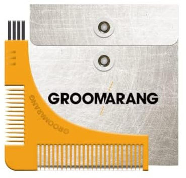Bartformer GroomARANG Bartformwerkzeug für Ausschnitt, Wangenlinie und Kieferlinie – mit Bartschablone, doppelseitigem Bartkamm und Bürstenende
