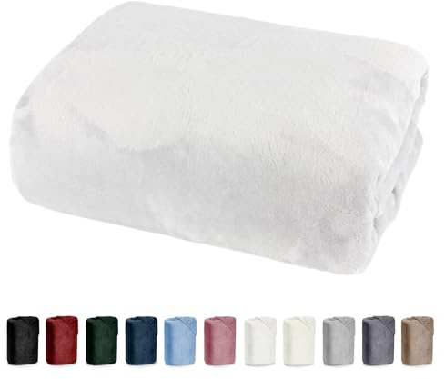 Bettlaken 180x200 Cashmere Touch Spannbettlaken Super Soft Winter Spannbetttuch Nicky Plüsch Teddy Typ585 Öko-Tex pflegeleicht weiß auch für 200x200 bis 200x220