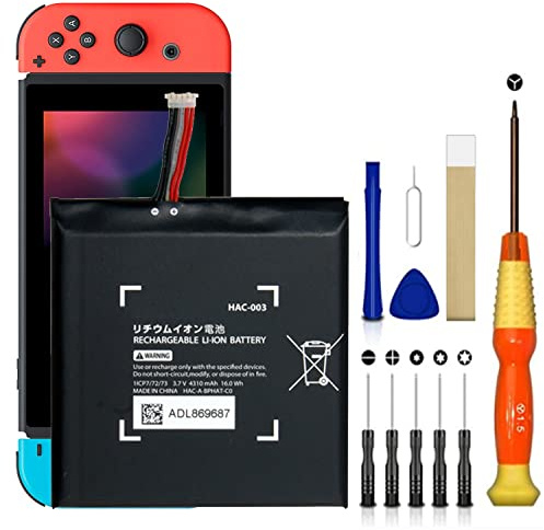 WUHAO HAC-003 Battery Switch Battery Replacement for Nintendo Switch OLED Game Console 2017 HAC-003 HAC-001 with Adhesive Tape Tool Repair Kit