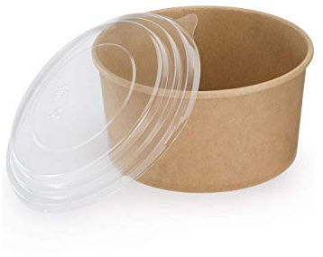 Box and Tree | Ciotola per insalatiera usa e getta da asporto Bio usa e getta, 500 ml, con coperchio, in carta kraft, confezione con rivestimento interno in PLA I 300 pezzi