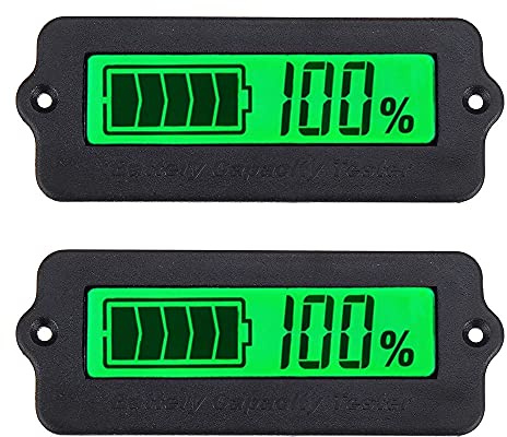 DollaTek 2Pcs Batteriemessgerät grün Hintergrundbeleuchtungs-Kapazitätsmonitor DC 8-63V Digitale Batterieanzeige DC 12V 24V 36V 48V Blei-Säure- und Lithium-Ionen-Batterieanzeige