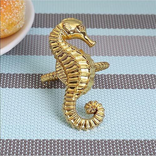 1 stücke Mode Metall Serviette Schnalle Kreative Stern Fisch Schmuck Serviette Ring Hotel Set Tischdekoration Zubehör Serviette Ring (Color : Seahorse Gold)