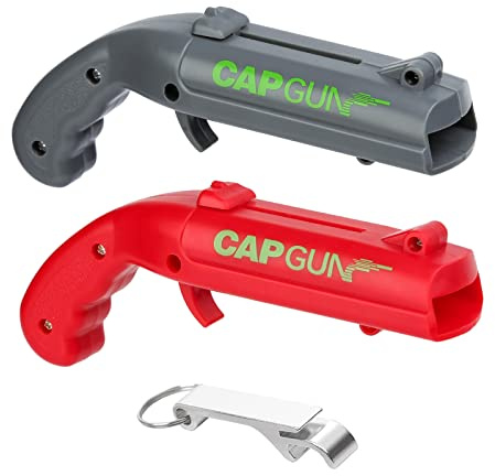 Cap Gun Flaschenöffner 2 Packungen Bieröffner Flasche Grau+Rot