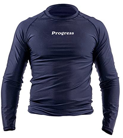 Progress Jiu Jitsu Academy Long Sleeve Sleeve Rashguard | Comfortable and Durable BJJ Rash Guard | Flexible Rash Guard for Grappling | Moisture-Wicking Compression Tops for Men and Women | Black - S