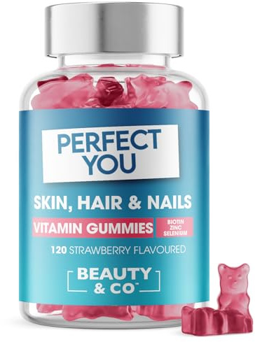 Perfect You Skin, Hair and Nails Gummies - with Biotin, Zinc & Selenium - Strawberry Flavoured Gummies (120 Count)