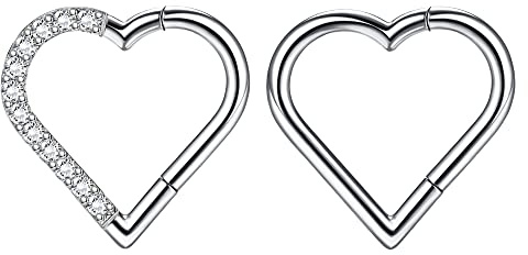 Dochais 2 Piezas Anillos Nariz 16G, Aro de Nariz, Piercing Septum Clicker, Titanio, Plata 10mm