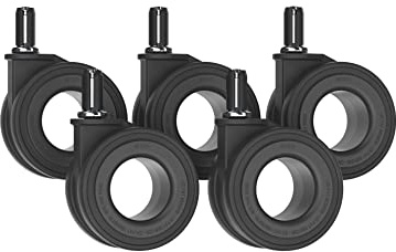 Enso Motion Office Chair Replacement Caster Wheels, 70 Okina Mu Series - Black (Set of 5)
