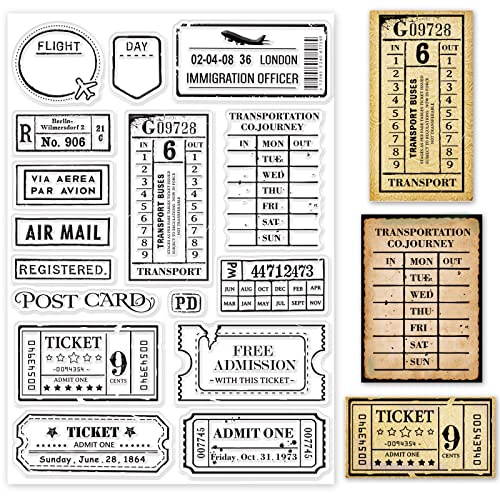 GLOBLELAND Sellos transparentes de silicona para viajes en tren aéreo, sellos transparentes para hacer tarjetas, álbumes de recortes, álbumes de fotos, álbumes de fotos, decoración de