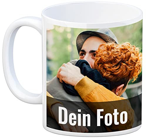 Tasse individuell und persönlich gestalten mit Bild und Text mit eigenem Foto - schöne Fototasse für die beste Freundin oder als Werbetasse personalisiert selbst bedrucken mit Familienfoto