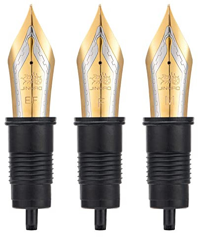 Set of 3 Jinhao X159, 1935 and 9019 Fountain Pen Replacement Nib Parts (EF, F and M) Gold Trim