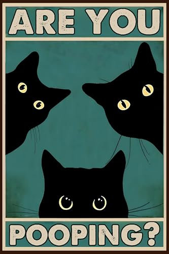 “Are you pooping? Witziges Schwarze Katze Schild - Lustige Badezimmer Wanddekoration, 30x20cm (EN 2337)