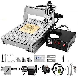 3/4 CNC Router 6040/3040/3020 Grabador láser Puerto USB Fresadora Máquina de Grabado PVC Talla 3D Máquina para Trabajar la Madera (Color : Silver, Size : 4 CNC 3040)