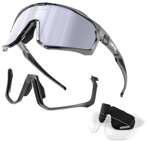 KAPVOE Polarized Cycling Glasses Men Women Mountain Bike Sunglasses MTB Glasses TR90 Sport Glasses Biking Sunglasses Bicycle Riding Goggles Road Cycling Sunglasses Running Golf Cycle Glasses Silver