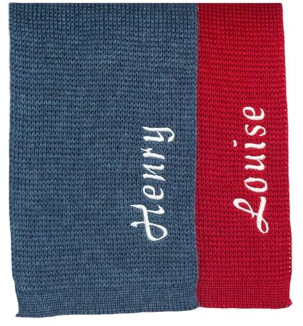 gorm Custom Name Kids Knit Scarf,Personalised Embroidered Name, Soft and Warm Winter Essential,Customised Scarf With Name,, Multicolor, 25cmx20cmx3cm
