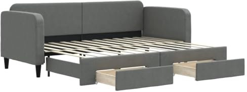 vidaXL Tagesbett Ausziehbar mit Schubladen Dunkelgrau 80x200 cm Stoff