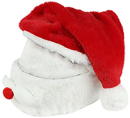 Plüsche Nikolausmütze Motorradhelmüberzug Weihnachtsmann Weihnachtsmütze Weihnachtsmann MotorradhelmüberzugKreative Dekoration (red, One Size)