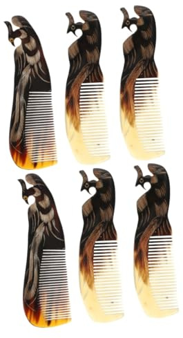 PartyKindom 6stücke Teiliges Massageset Aus Natürlichem Ochsenhorn Vielseitiger Kamm Für Sanftes Haarstyling Und Kopfhautmassage Zur Linderung Von Verspannungen Und Juckreiz