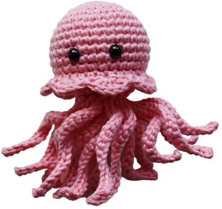 Kleine gehäkelte Meduse Qualle aus Baumwolle Farbe nach Wahl Kuscheltier Handarbeit (rosa)