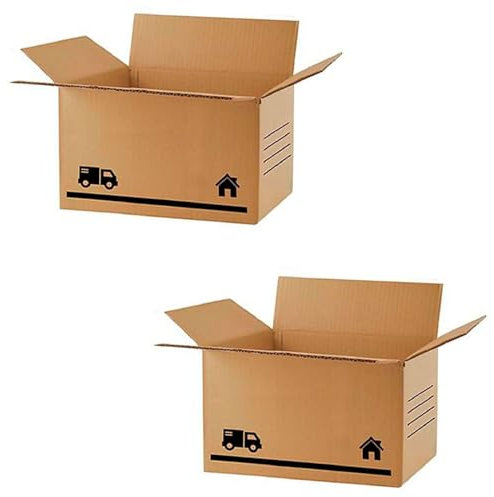 Acan Tradineur Lot de 2 boîtes d'emballage en carton, déménagement, carton renforcé et résistant, pliable et réutilisable, envoi colis, rangement 80 x 40 x 40 cm