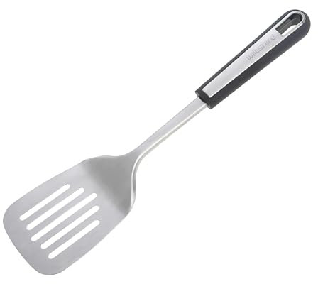 Wiltshire Aspire Slotted Turner, Stainless Steel, Flipping & Turning Tool, Cooking Spatula, Fish Slice, Anti-Slip Soft Touch Handle, Grey & Silver, 34x8.3x2.5cm