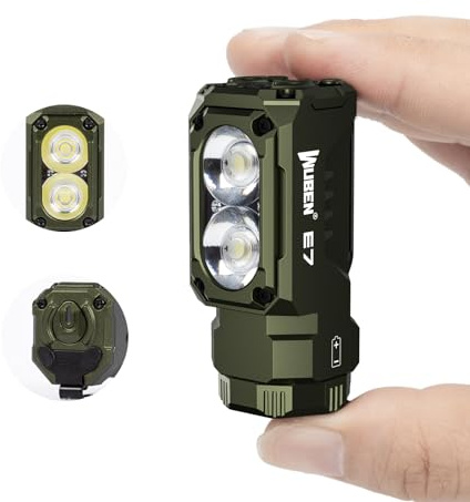 WUBEN E7 1800 Lumen Rechargeable Mini Flashlight with Magnet - Super Bright 6 Modes EDC Flashlight, Typ-C Rechargeable LED; IP68 Pocket Flashlight for Headlamp Use, Rescue, Camping