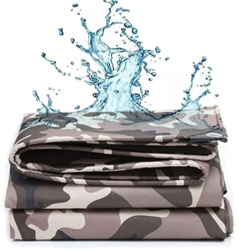Tarpaulin,Heavy-Duty Waterproof Tarpaulin, Camo Cover Sheet 600g/m² Heavy Duty Tarp Sheet Multipurpose Camouflage Groundsheet 0.4mm Thick Canvas Tarpaulin with Grommets(4x6m)