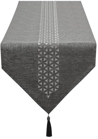SANLEHAUSE Camino de Mesa Moderno Gris 40 x 270 cm, Lino Camino de Mesa Hueco, Liso, Elegante y de fácil Cuidado para Mesa de Comedor, Mesa de Centro, Restaurante, Decoración