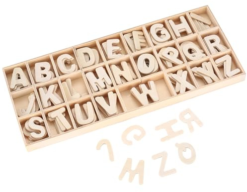 156 Stk Holzbuchstaben Set, A-Z, klein, für Basteln & Deko | Großbuchstaben, Holz Alphabet, für DIY, Kunsthandwerk, Party, Home Decoration