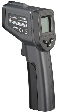 Küchenprofi Infrarot-Thermometer | Messbereich -50 bis 550 °C | Hohe Messgenauigkeit ±2% | Beleuchtetes Display mit Laser-Thermometer | Küchenthermometer | inkl. 2 Batterien & Bedienungsanleitung