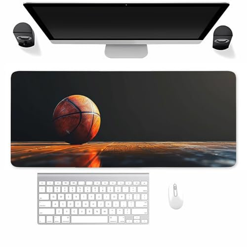 Mauspad Gaming, Mousepad Groß Basketball, Mouse Pad XXL 800x300x2mm, mit Einer speziellen Oberfläche und Anti Rutsch Gummi Basis, verbessert Präzision und Geschwindigkeit für Zuhause, Büro