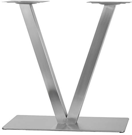 Edelstahl Tischgestell Schwerlast Design Kreuzgestell Doppeltisch Untergestell Silber Untergestell Set Bankgestell (V-Form/70cm)