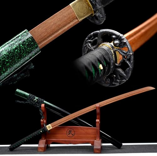 HJHUUA 103 cm Lange hölzerne Samurai-Schwerter,natürliches Japanisches Palisander-Katana,handgefertigtes Bokken für Kendo-Training,Geschenke,Dekoration,Cosplay,Requisiten