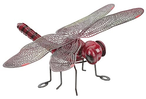 Zerodeko Wrought Iron Dragonfly Decoration Metal Wall Art for Home Decor Garden Fence Ornament Metal Craft Wall Hanging