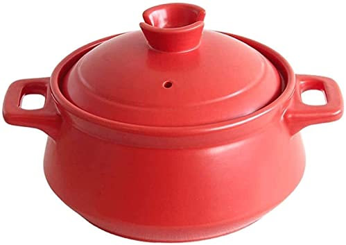 Clay Cooking Pot, Ceramic Casserole Pot, Ceramic Round Casserole High Temperature Resistant,Soup Pot For Electric Ceramic Heaters,Electric And Gas Stoves,Oven,Microwave (Red 2