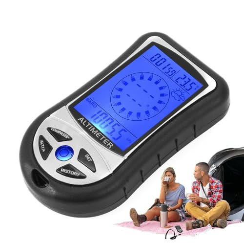 Höhenmesser, digitaler Höhenmesser | Multifunktions -Handheld -Temperaturbarometer -Barometerkompass - Tragbare Wettervorhersage mit Hintergrundbeleuchtung, Zeituhr, Messgerät für Outdoor -Sportarten
