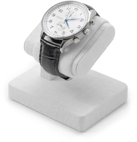 Woodten Single Watch Stand Display with Linen Lining - Compact Watch Holder for Jewelry Stores, Exhibits, or Home Decor