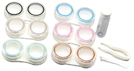 YOSADIER 6piezas Estuche De Lentes De Contacto Transparente De Caja De Almacenamiento Portátil con Accesorios para Viaje y Uso Diario