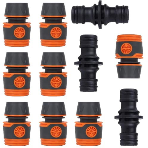 Set di 8 connettori per tubi flessibili e 3 giunti per prolunga tubi, materiale ABS, per giardino, 1/2 pollici