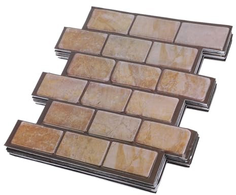 NUOBESTY 6 Piezas Fondo De Pantalla Pelar y Pegar Papel Tapiz Suelo De Ladrillo Placa Para Salpicaduras De Piedra Ladrillo Falso Paneles Decorativos Para Pared De Polivinilo Brown