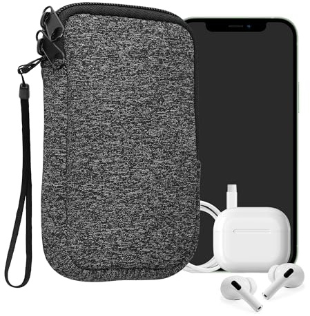 kwmobile Universellt neoprenfodral för smartphone - skyddsfodral med dragkedja för S - 4,5 tum antracit/vit