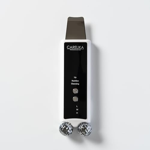 Carelika Cosmetics Double Roller and Skin Scrubber with Silicone Material, Deep Cleansing and Facial Massage Device with Electrotherapy
