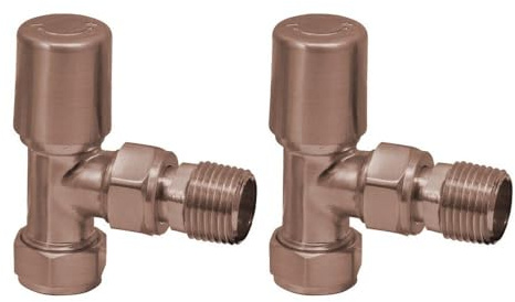 Brushed Bronze Angled Standard Rounded Radiator Towel Rail Valves Central Heating (Pair) 1/2 BSP
