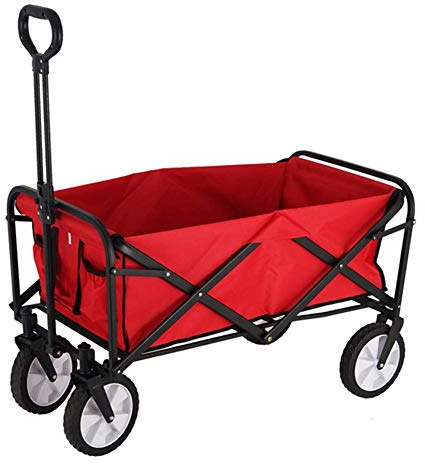 Chariot de plage pliable, chariot utilitaire pour le camping en plein air, le sport et le jardinage, chariot portable avec roulettes, chariot de plage robuste pour un transport facile